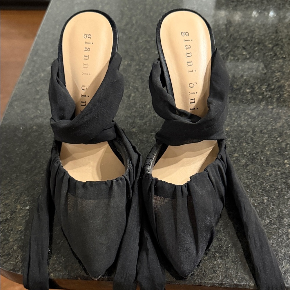 Gianni Bini Black Women's black ankle tie heels